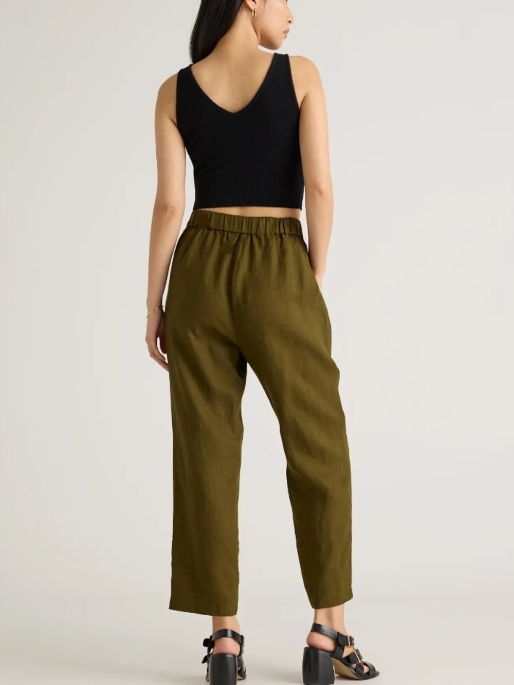 Quince Olive 100% European Linen Tapered Ankle Pants Size Medium - Picture 2 of 7